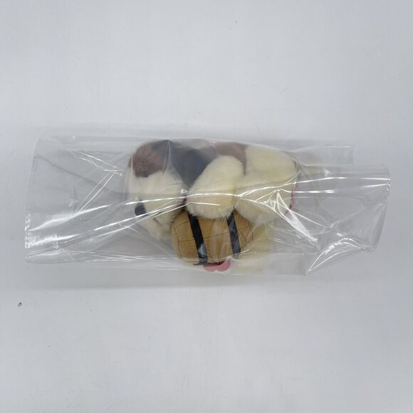 Vintage Small Russ Berrie Duke St Bernard Dog 5” Christmas Holiday Holly Barrel - Picture 10 of 10